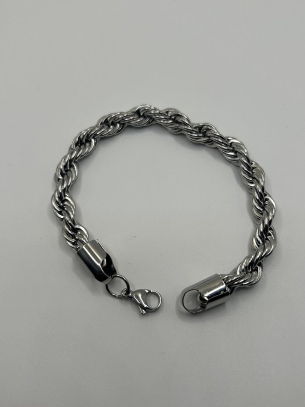 8mm Rope Bracelet Real Silver Plated 7 Inch Chunky Twisted Stackable Unisex
